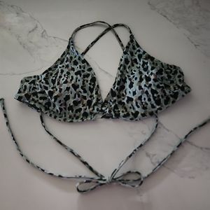 No Boundaries Mint Green Animal Print Leopard Large Sz 11-13 Bikini Top